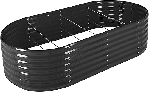 Miniatura 3 de Towallmark Kit de cama de jardín elevada galvanizada, macetas galvanizadas para exteriores, metal grande ovalado para jardinería al aire libre,