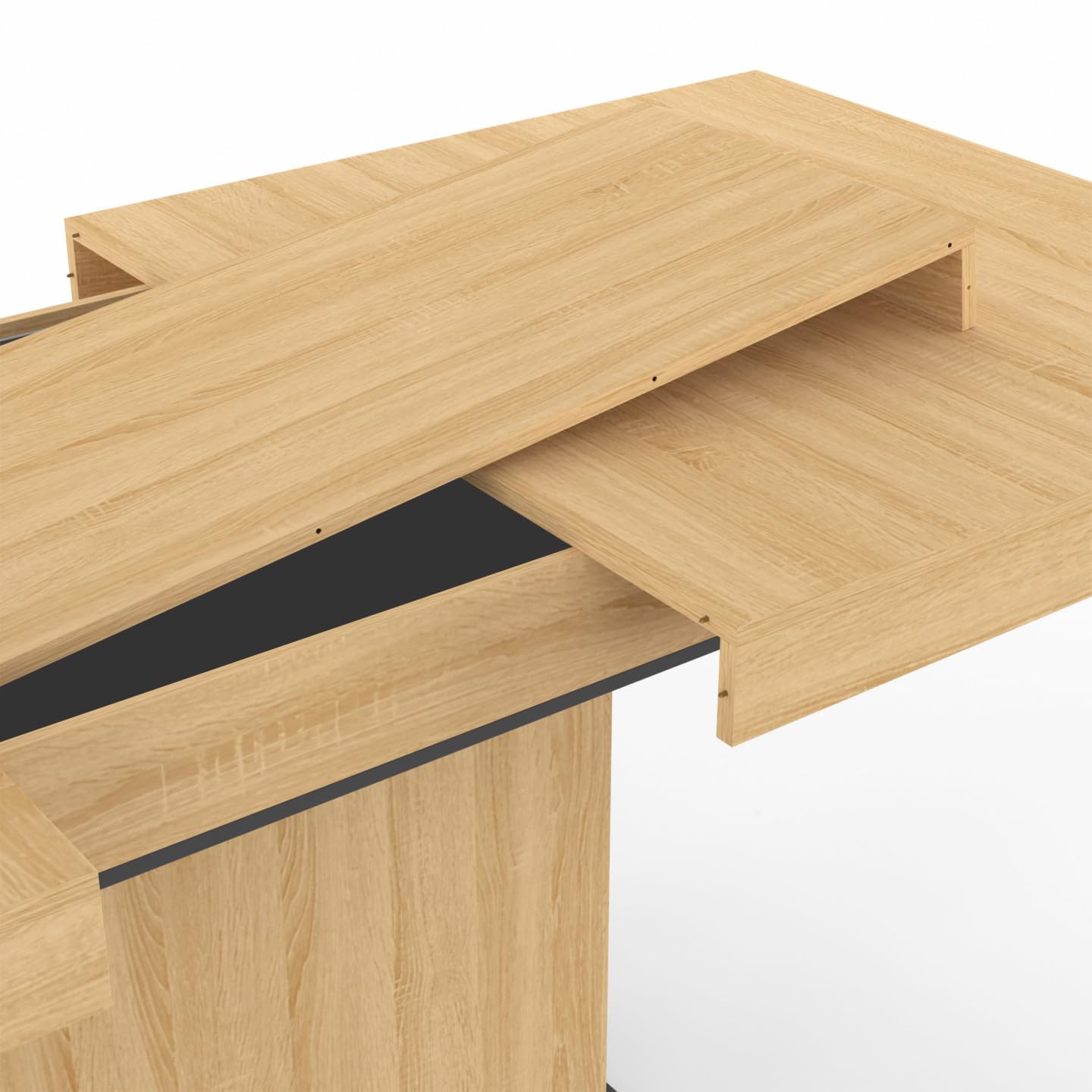 IDMarket - Tavolo da pranzo rettangolare allungabile EDEN 6-10 persone in legno e base nera 160-200 cm