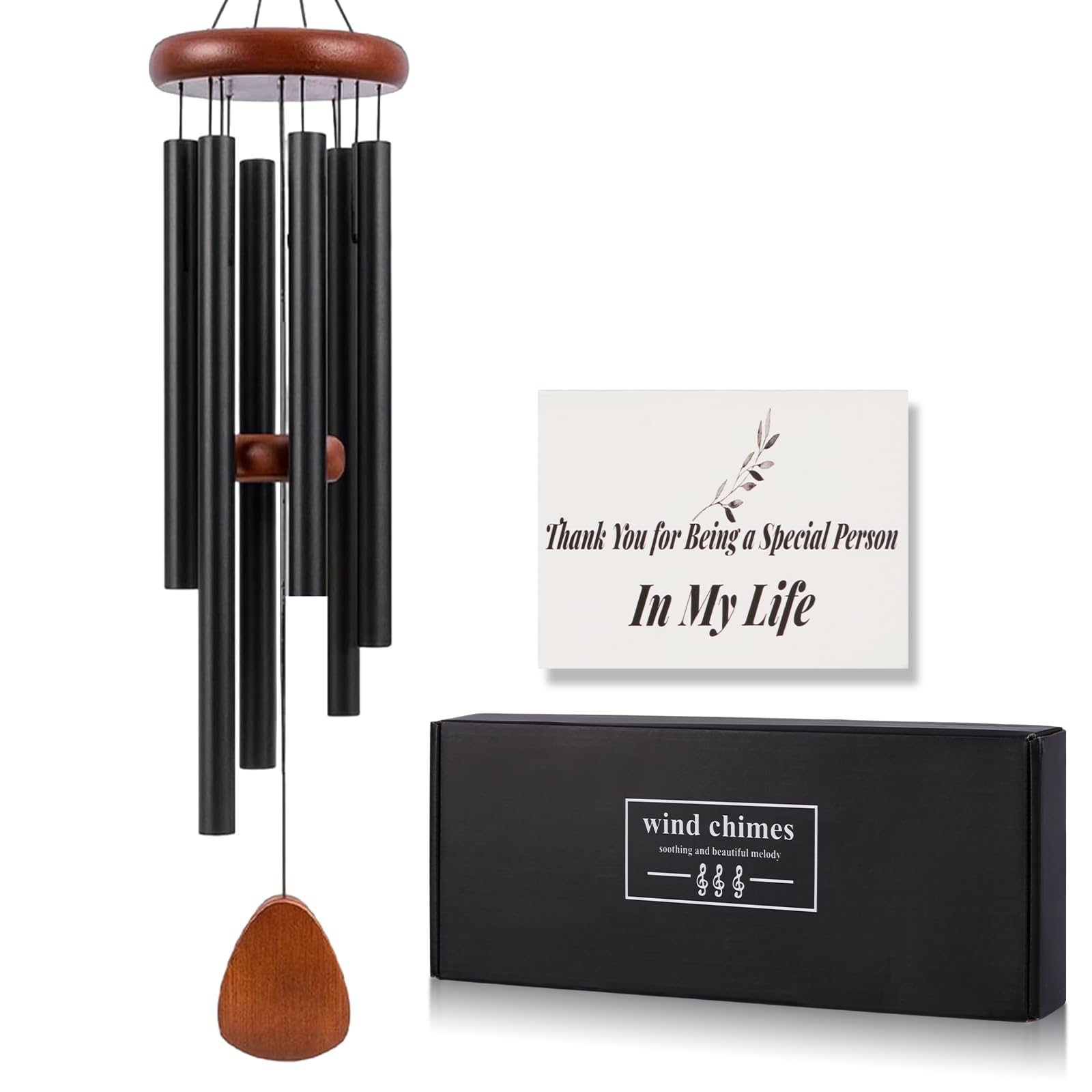 FACULX 32 Inch Wind Chimes for Outdoor Indoor, Black Tubes Waterproof Windchime for Outside, Memorial Wind chimes Gifts for Mom