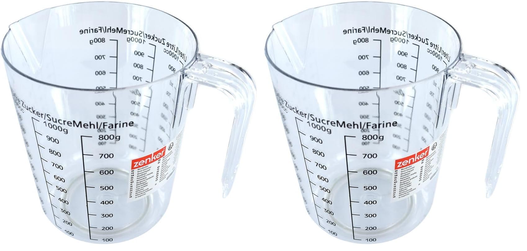 Verre mesureur transparent Zenker pour simplifier vos ateliers pâtisserie en famille (Lot de 2)