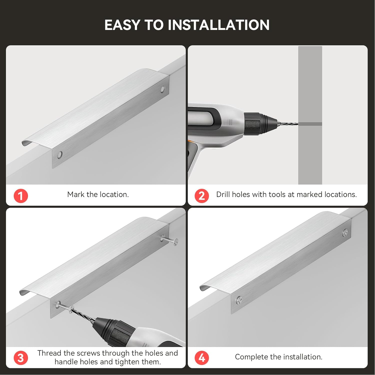 homdiy 25 Pack 3 inch Kitchen Cabinet Handles Brushed Nickel Edge Finger Pulls for Cabinets Dresser Drawer Handles for Cupboard Flat Hidden Handles Aluminum Alloy