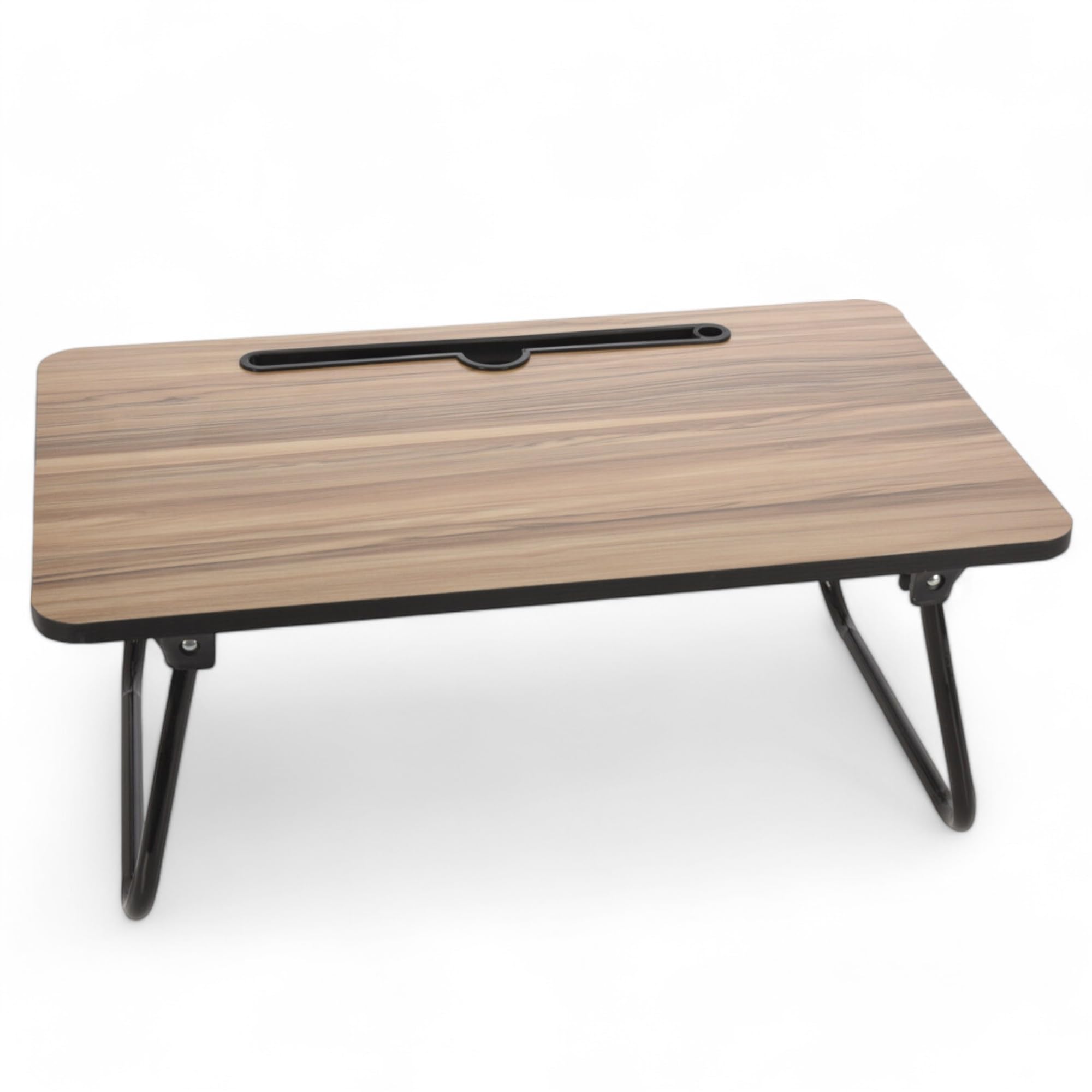 MIJOMA Taca na łóżko o wyglądzie drewna, składany stół do serwowania z miejscem na tablet, 52 x 30 x 21 cm, składane metalowe nóżki, wszechstronny i praktyczny