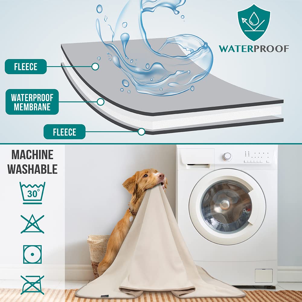 PetAmi Wasserdichte Fleece-Hundedecke – Für Kleine Bis Große Hunde, Waffelstruktur, Beige, 40x60 Cm
