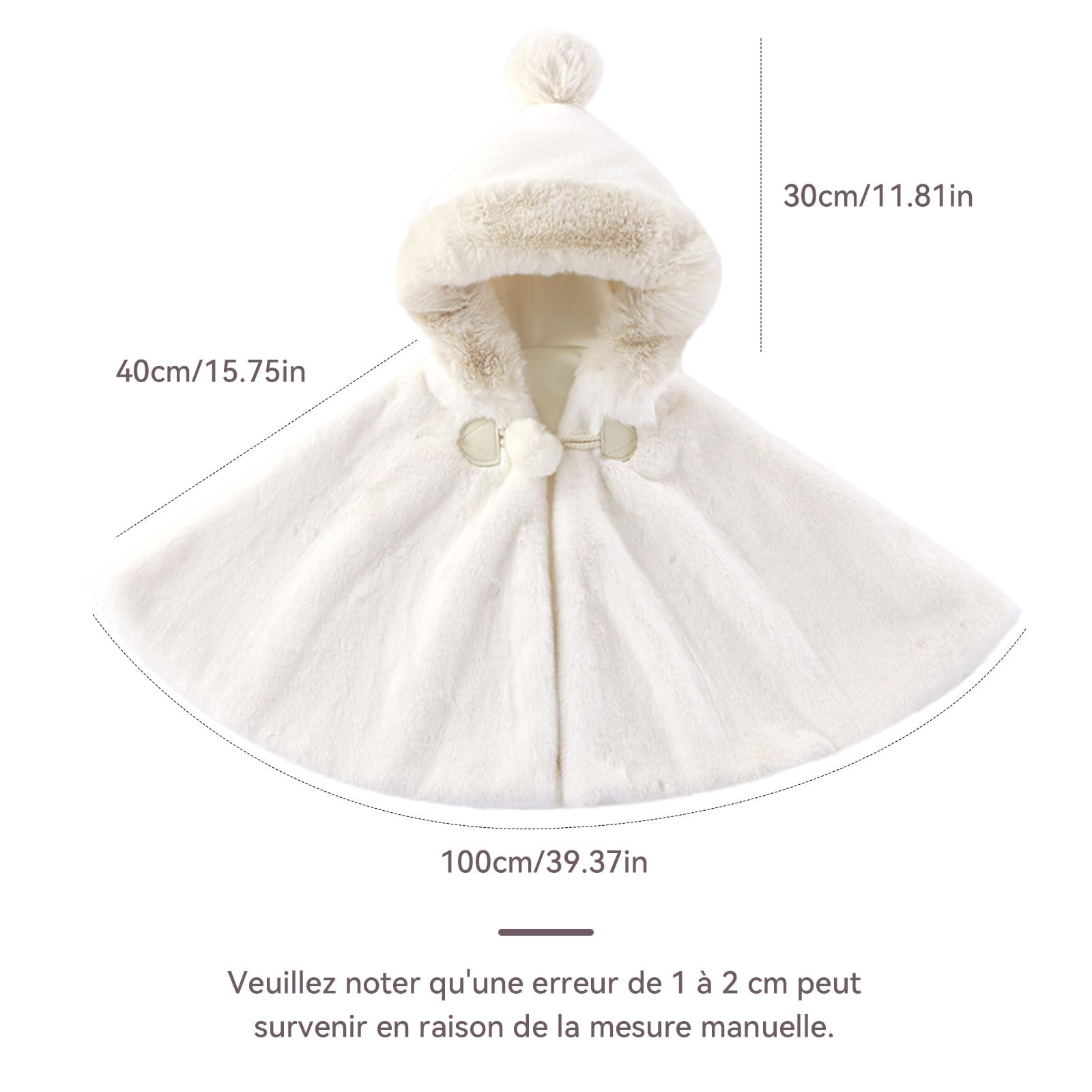 Mayoii Poncho Bambino Auto Inverno Mantello Cappotto Bambino Ragazza Ragazzo in Morbida Pelliccia di Coniglio, Coperta Calda per Seggiolino Auto, Mantello Bambino 0-3 Anni