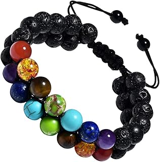 سوار مزدوج وثلاثي الطبقات من احجار كريمة 8 ملم كريستال وعين النمر ولافا وعقيق للرجال والصديق والزوج