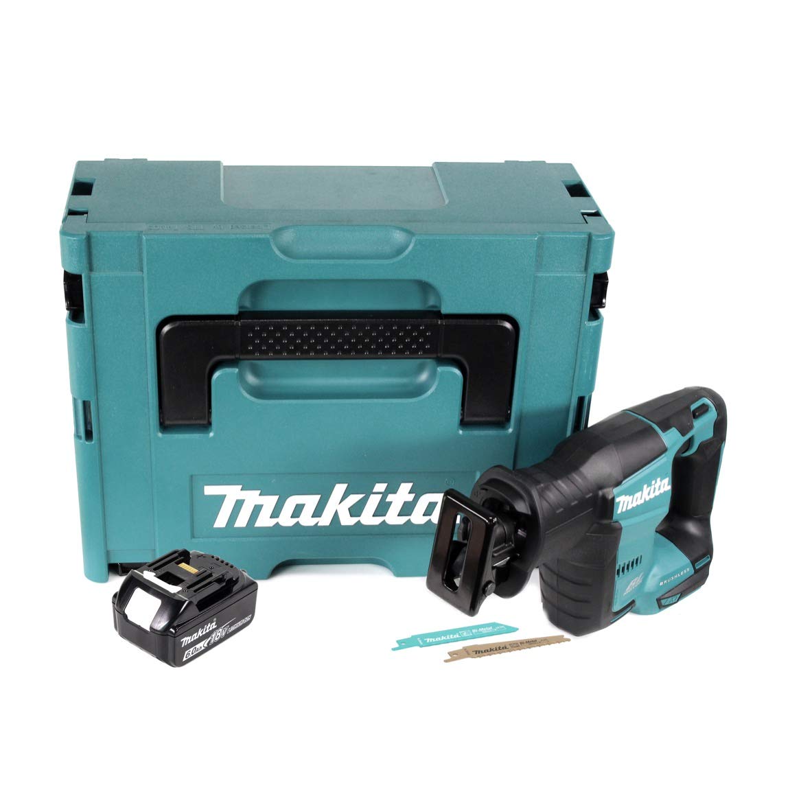 Makita DJR 188 G1J - Sierra de sable con batería (18 V, sin escobillas, incluye 1 batería de 6,0 Ah, sin cargador)