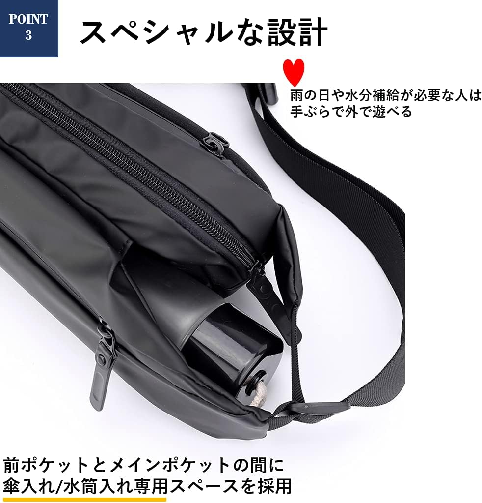 ウエストバッグ ボディバッグ ショルダーバッグ ４段ポケット 傘入れ ペットボトル入れ ななめがけ 防水 多機能 大容量 人気 メンズ レディース バイク Blue 消費税無し