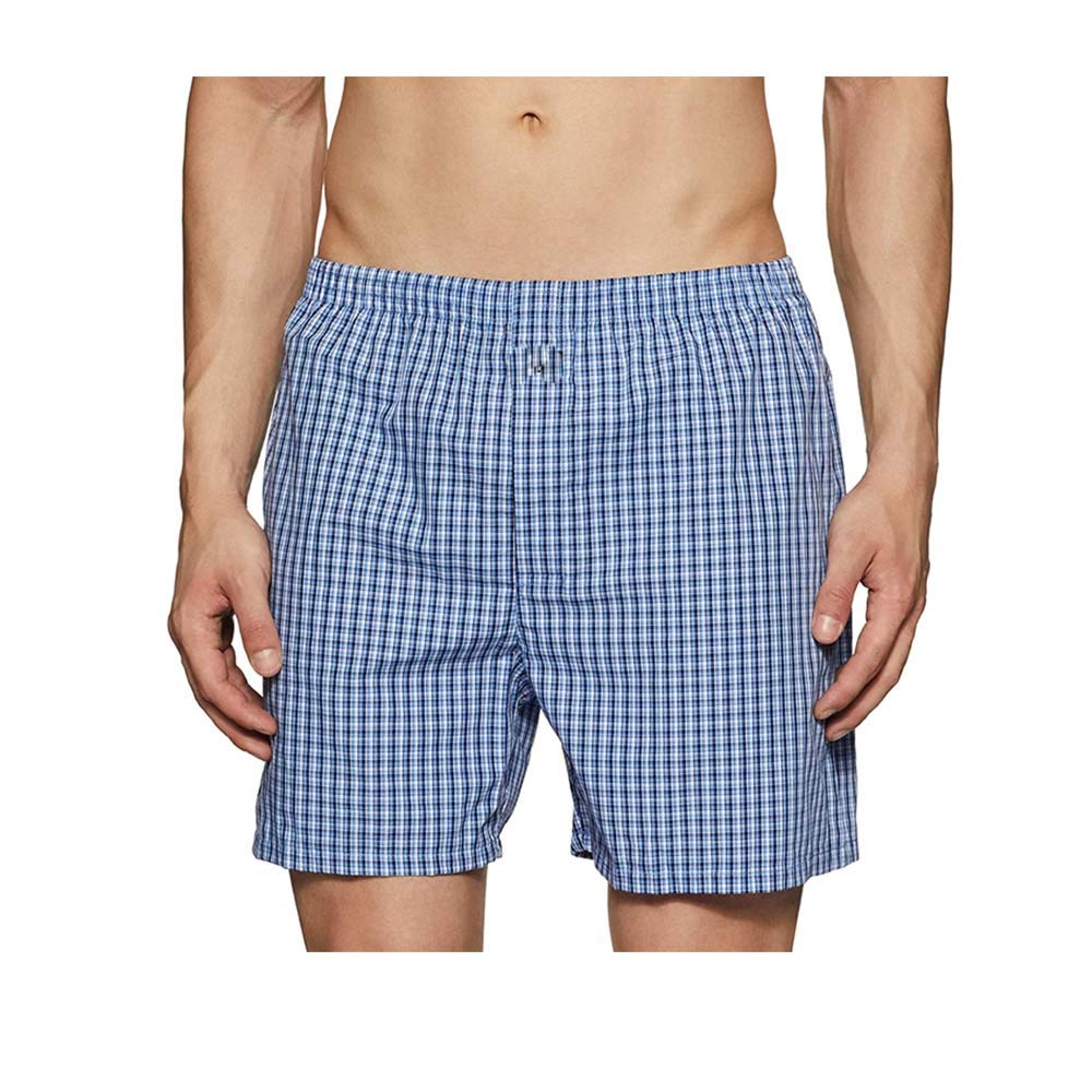 krystle Men's Blue & Black Checkered Boxer Shorts Beach Shorts, Loose Fit Boxer Underwear, Button Fly Boxer Shorts-picture-30