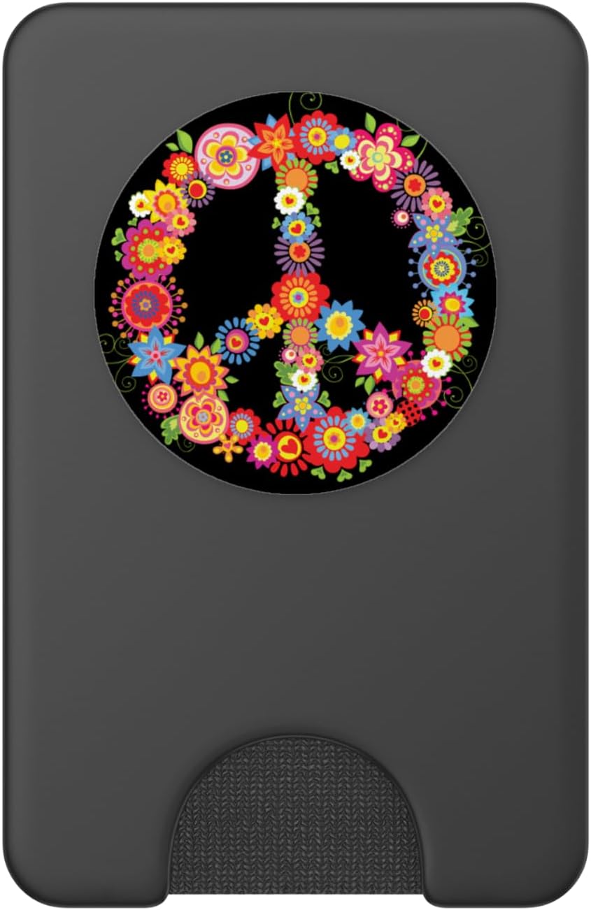 Peace Sign Popsocket - Flower Art Pop Socket - Retro Hippie PopSockets PopWallet for MagSafe