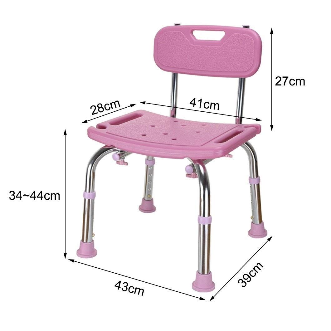 Taburete de Ducha 150 kg, Asiento for el baño con Respaldo, Sillas de Ducha y bañera Asiento Bancos for Ancianos, discapacitados, Ajustable Hight Antideslizante de diseño, Rosa
