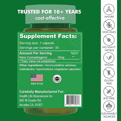 Miniatura 4 de CAW Activación de telomerasa Nano cicloastragenol  Rejuvenecimiento celular de refuerzo de inmunidad antienvejecimiento  10 mg 30 cápsulas