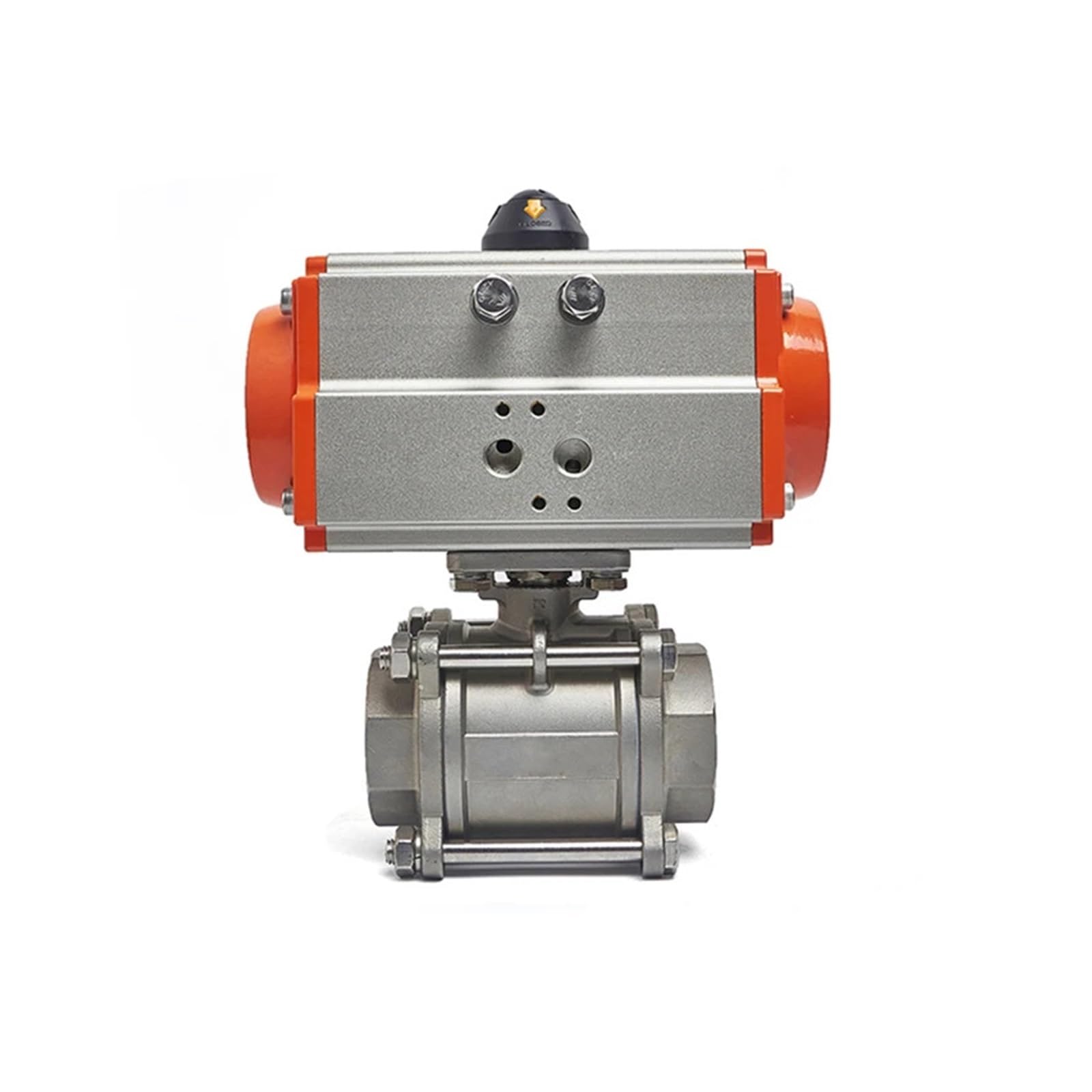 2-1/2" Three Piece 304 Stainless Steel High Platform Pneumatic Ball Valve DN65 Ball Valve with Double Acting Cylinder