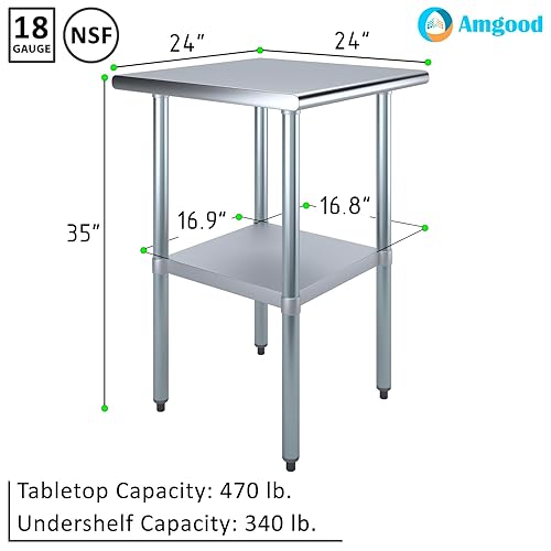 Miniatura 3 de Mesa de trabajo consin 4 ruedas ruedas de acero inoxidable mesa de trabajo de preparación de alimentos 24" X 24". Certificado NSF (sin ruedas)