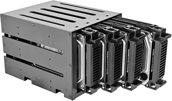 Silverstone Techology FS304-V Three (3) 5.25 Bay to Four (4) 3.5 SAS 12G / SATA 6G Trayless Hot-swap Cage, SST-FS304B-V