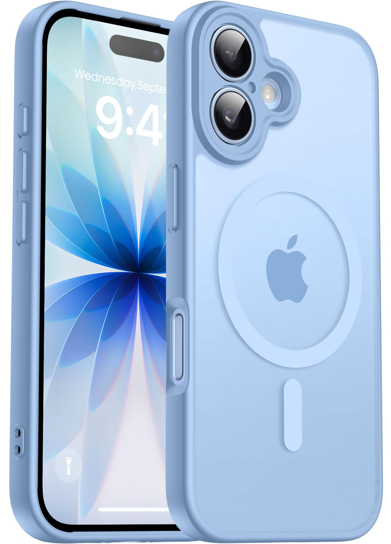 Natiiozie Magnetisch Kompatibel mit iPhone 17 Hülle Kompatibel mit MagSafe, Kameraschutz FallSchutz Handyhülle, Stoßfest Kratzfest Schutzhülle Transluzente Matt Rückseite Case Blau