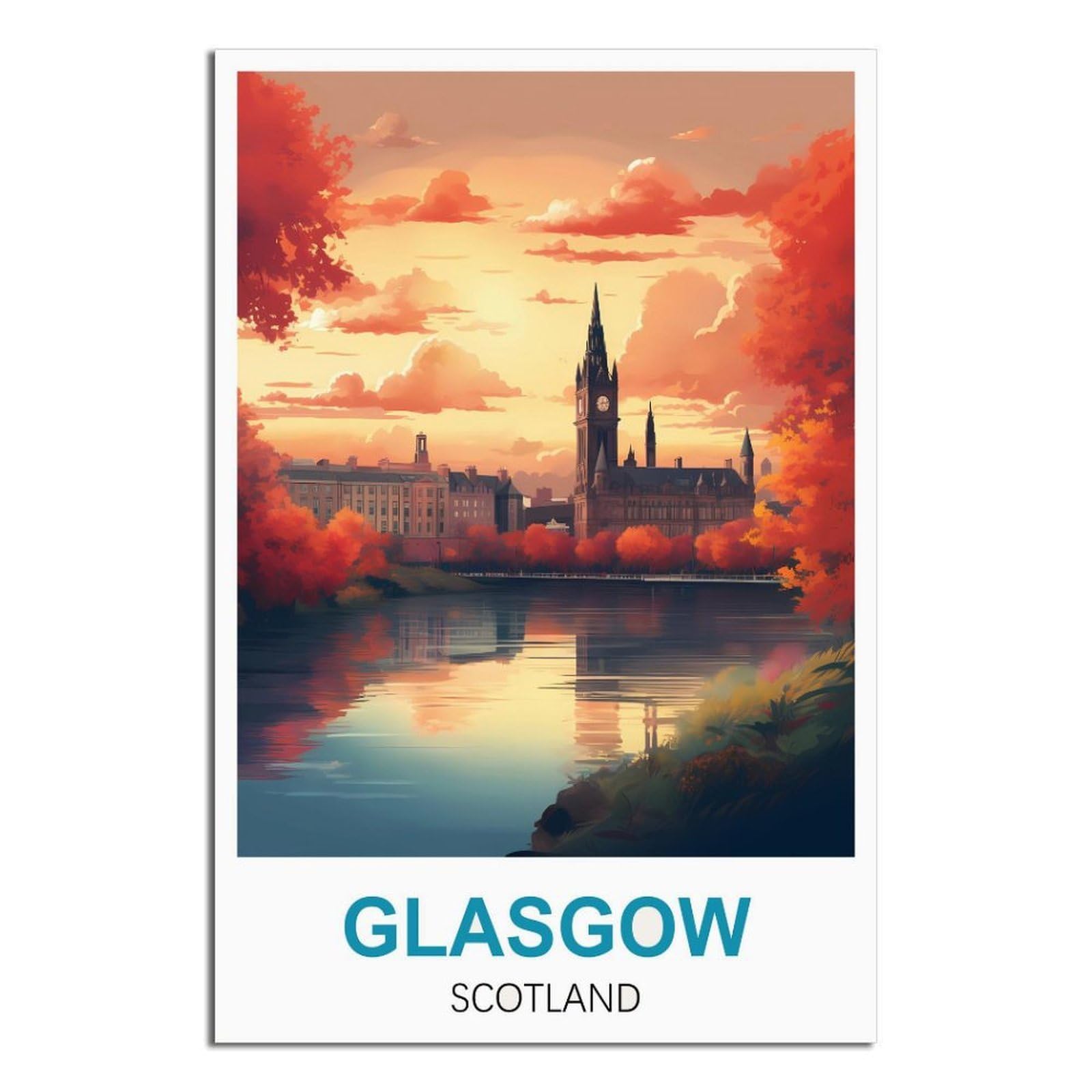 EZMLFA Diamond Art Kits Adults,Glasgow Scotland,5D DIY Diamond Art Kits for Beginners Round Full Drill Diamond Painting for Home Wall Decoration Gift 40x50cm