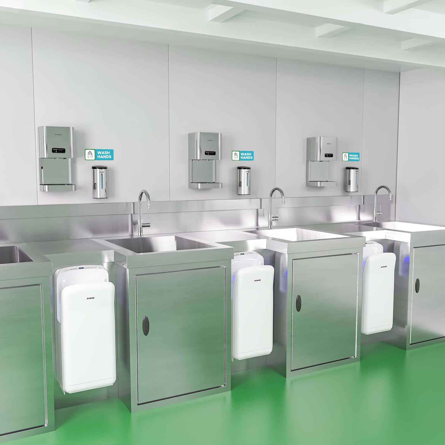 AIKE AK2005H Asciugamani Elettrico Bagno con Filtro Hepa, Asciugamani Commerciale Professionale, con Sensore, Aspetto Classico, Asciugatura in 7-10 Secondi, 1750-2050 W