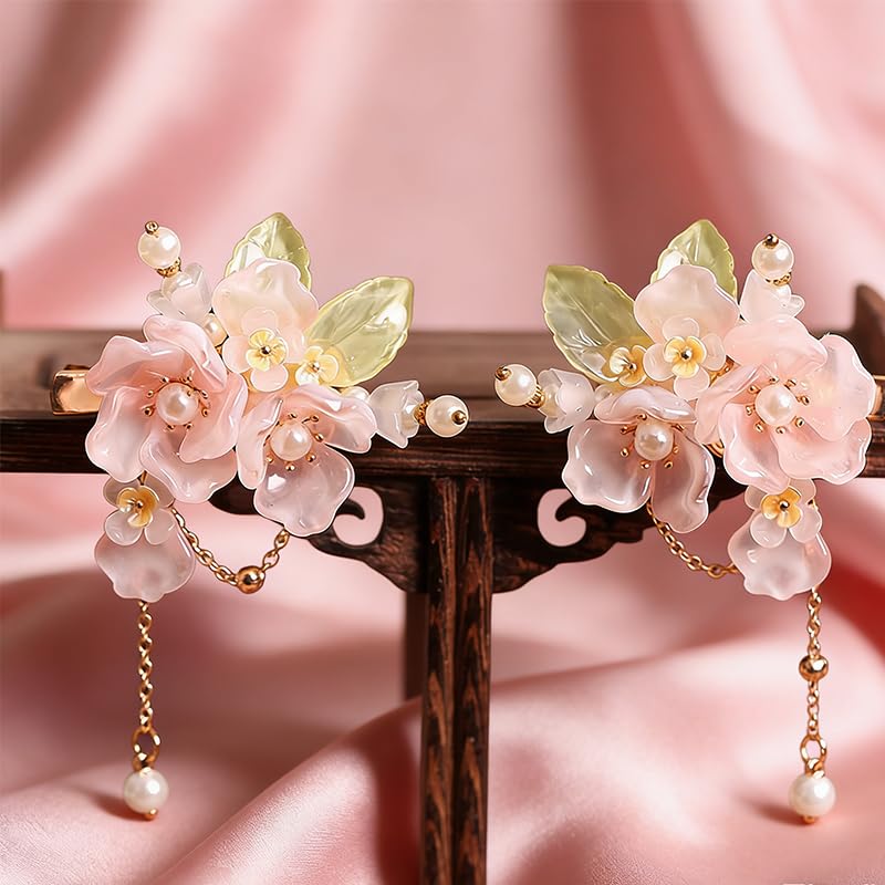 Hanfu Hair Accessories, Pink Chinese Hair Clips For Women,1 Pair image 2