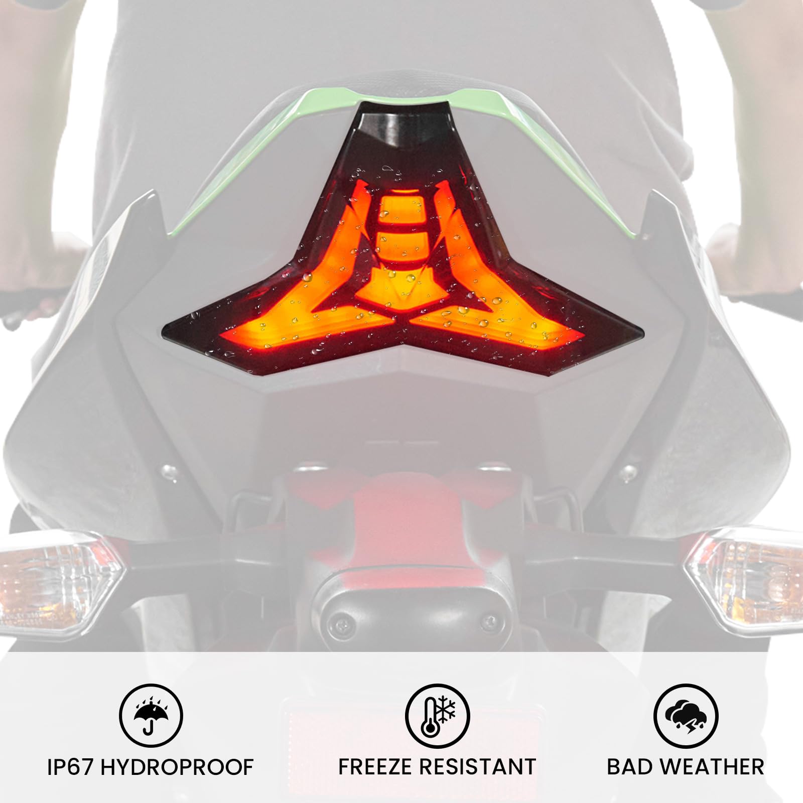 LUXEMOTO Motorcycle LED Tail Light for Ninja 400 18-24, Smoked