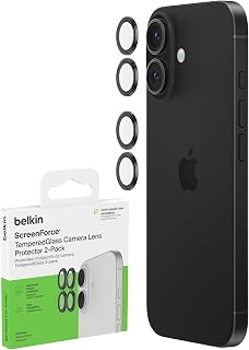 Belkin ScreenForce TemperedGlass Kameraschutz für Apple iPhone 17, 16, 16 Plus – hüllenkompatibler Tempered Glass Linsen-Schutzfolie Apple iPhone -Zubehör – 2er-Pack