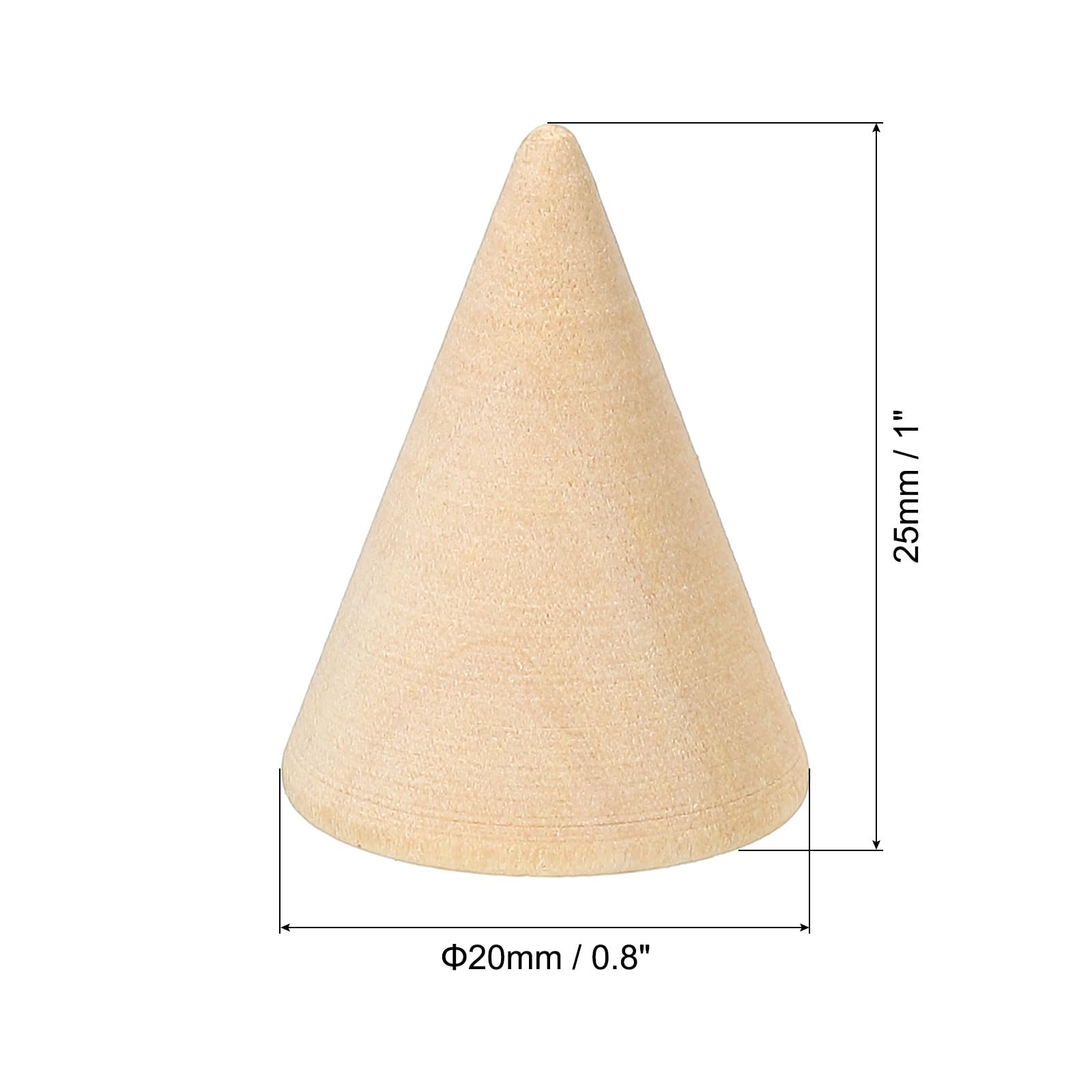 PATIKIL 25x20mm Natural Wood Cone Ring Holder - Image 2