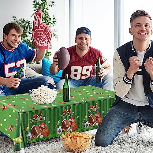 Image of Sports Theme Birthday Party Supplies,3pcs Sports Plastic Tablecloths Disposable All Star Table Covers Soccer Basketball Baseball Football Theme Table Cloth Decoration