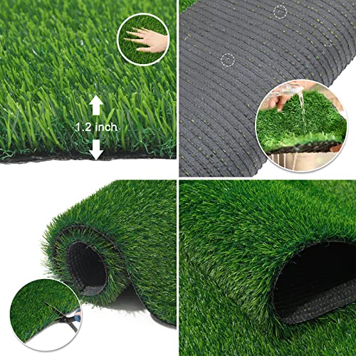 SHACOS Rasenteppich Outdoor - Wasserdurchlässiger Hochwertiger Kunstrasen Teppich Läufer 60x180 cm - Realistisch Aussehende Grasmatte- Kunstgras für Garten, Terrasse, Balkon - Image 3