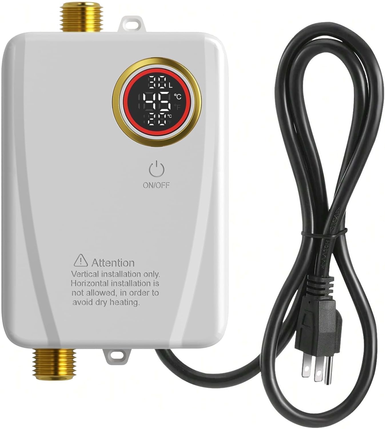 Tankless Water Heater Electric 110V, 3000W Instant Portable On-Demand Hot Water for Sink, RV Kitchen, Camping, Digital Display (White),Use in Environments Above 32°F, Lower Flow = Higher Heat
