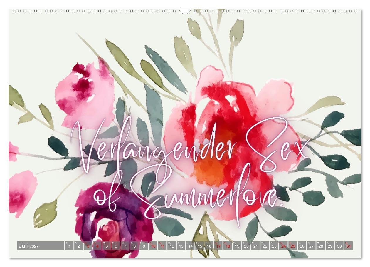 CALVENDO - Flower Romance - Romantischer Blütenzauber (hochwertiger Premium Wandkalender 2027 DIN A2 quer), Kunstdruck in Hochglanz: Romantischer Begleiter für's ganze Jahr mit zauberhaften Sprüchen