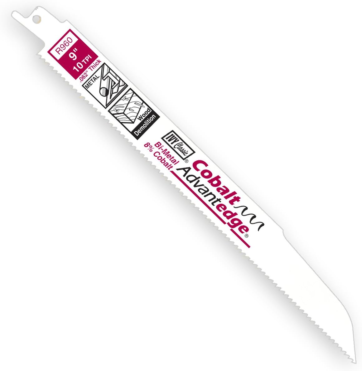 IVY Classic 28388 9 in. 10 TPI, 7/8 in. Wide Bi-Metal Reciprocating Demolition Saw Blade, Cuts Metal/Wood (20-Pack)