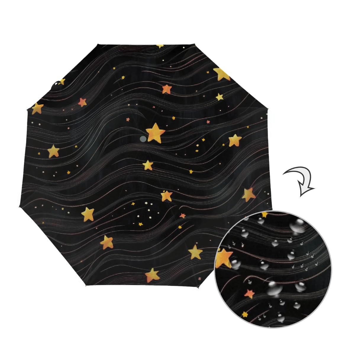 Paraguas plegable con cierre automático, estampado de líneas de estrellas, resistente a los rayos UV, automático, portátil, ligero, paraguas de lluvia para adultos y niños