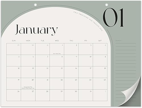 Calendario estético de escritorio verde salvia 2024-2025, desde febrero de 2024 hasta julio de 2025, el calendario perfecto de escritoriopared de 16