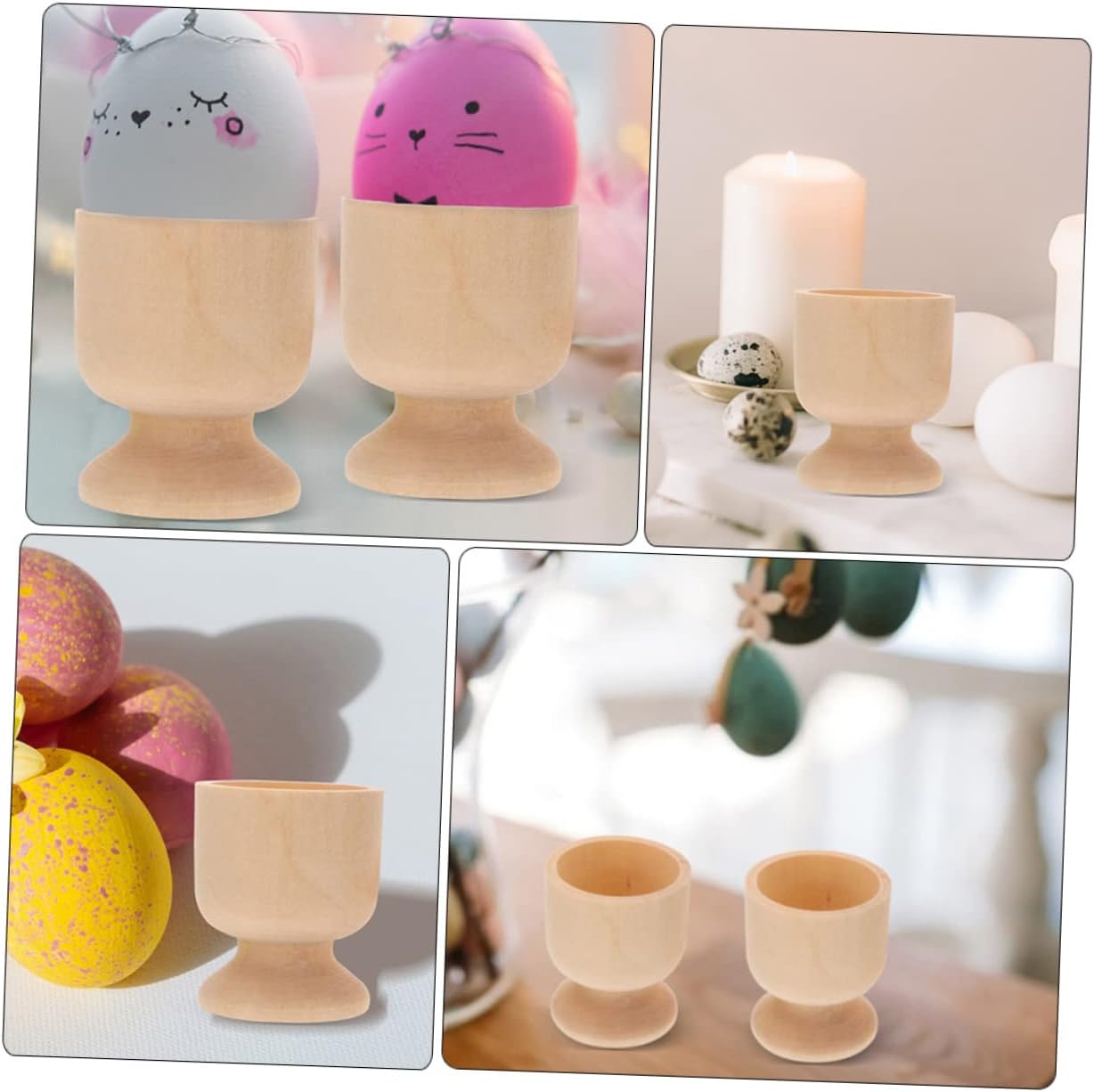 PRETYZOOM 24pcs Wooden Cup Holders for Easter Crafts Premium Wood Display Stand for Boy Girl for Home and Festival Decor