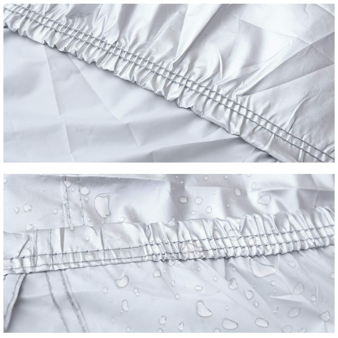 uxcell 3XXL Silver Tone 190T Car Cover Outdoor Weather Waterproof Scratch Rain Snow Heat Resistant W Mirror Pocket — view 8