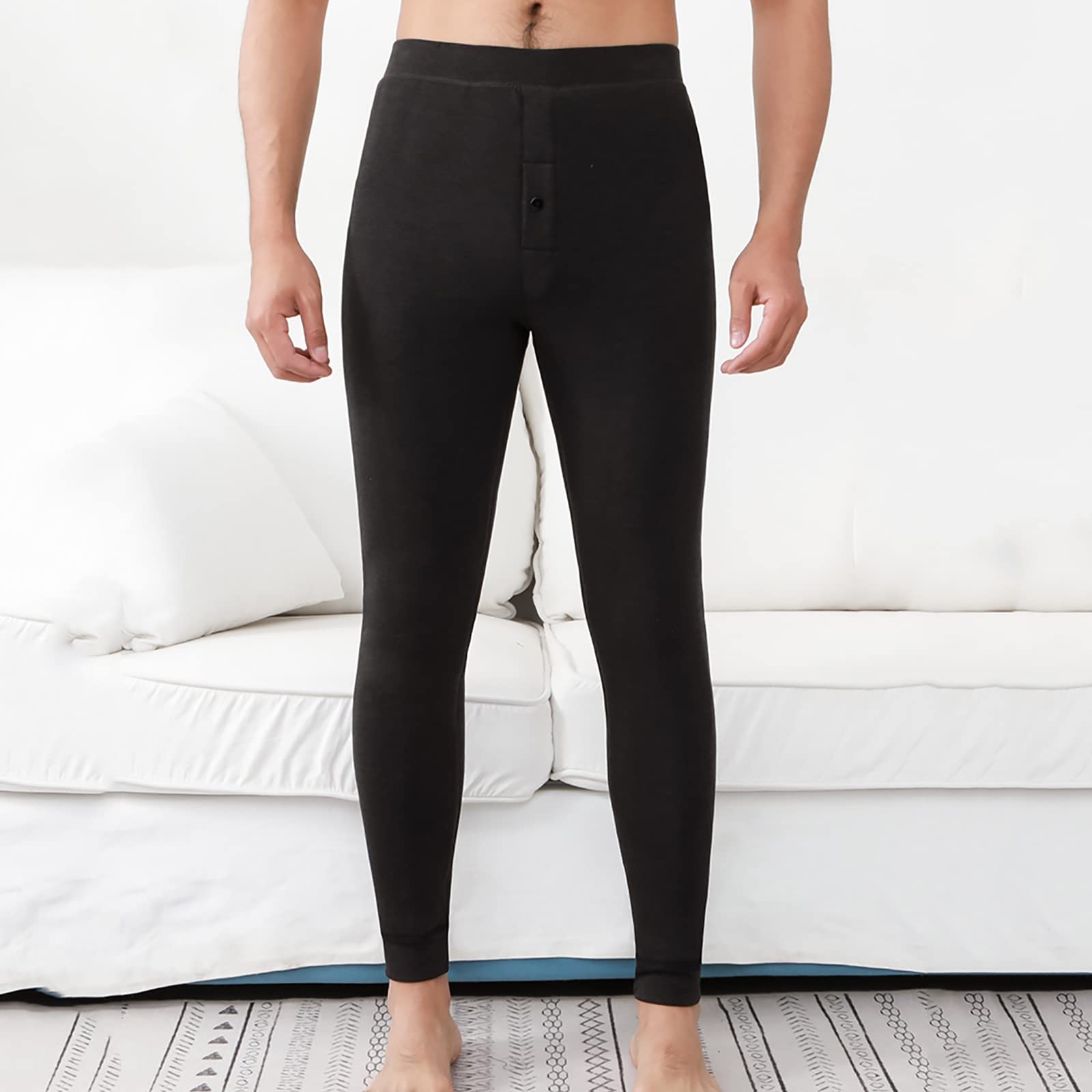 G&F Hombres Pantalones Térmicos para Ropa Interior Tres Capas Calzoncillos Largos Grueso Capa Base Leggings (Color : Black, Size : XL)