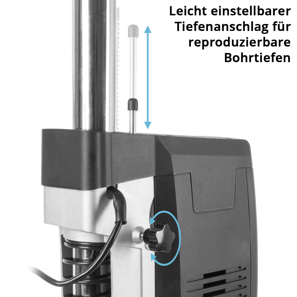 STAHLWERK Tischbohrmaschine mit Kreuzlinienlaser – 800 W Ständerbohrmaschine, Drehzahl 200 – 2.500 U/min, Schnellspannbohrfutter 1,5-13 mm, Säulenbohrmaschine mit 90 mm Bohrhub und Digitaldisplay