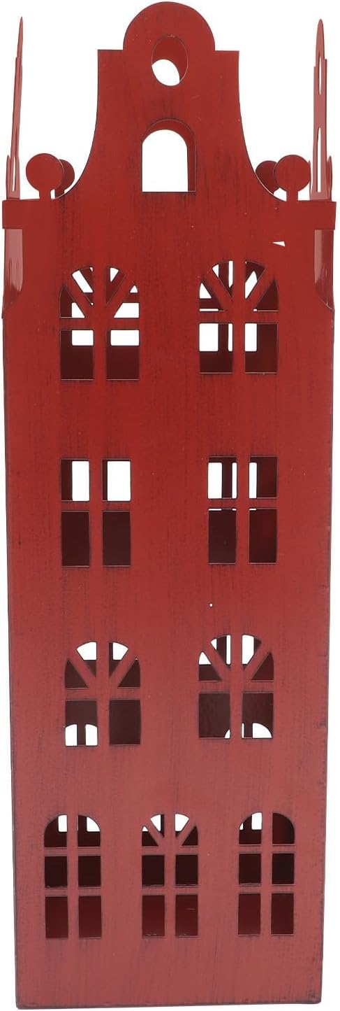 Vintage Metal Umbrella Stand Rack for Entryway with Red Finish | Freestanding Iron Construction, Ample Storage for Walking Sticks and Wrapping Paper, Keeps Hallways Organized and Dry