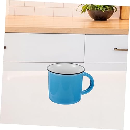Miniatura 5 de Taza de tazas de té de café tazas de café esmaltadas, taza de acero galvanizado azul de la bebida, tazas de beber del partido para el chocolate