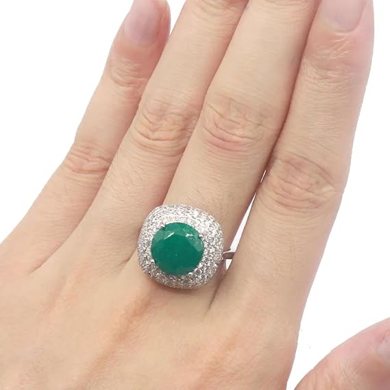 Ring Women's Jewellery Men's 18 x 18 mm Cute Genuine Red Ruby Blue Sapphire Green Emerald Cubic Zirconia Engagement Rings for Women in Silver Many Sizes 7.75