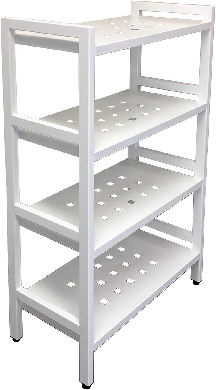 Asta 4-Tier Free Standing Rectangular Bathroom Utility Storage Shelf Rack, Powder-Coated Metal Storage Shelf Stand, B302 (Light Grey),22W x 11D x 40H