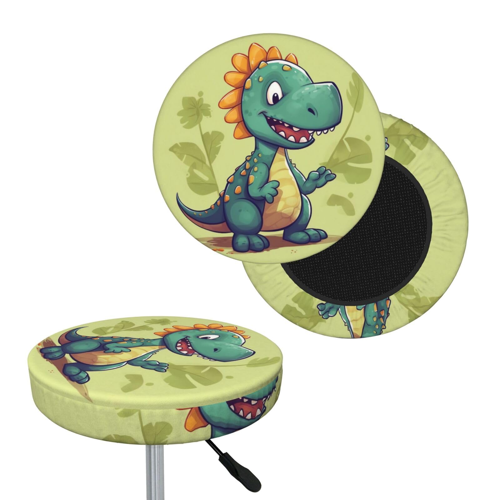 NONHAI Cartoon Dinosaur Bar Stool Cover Round Elastic Stool Cushion Covers Dustproof Bar Chair Cover Washable Stool Cushion Slipcover Stretch Stool Seat Covers for 12-14 Inch Chair
