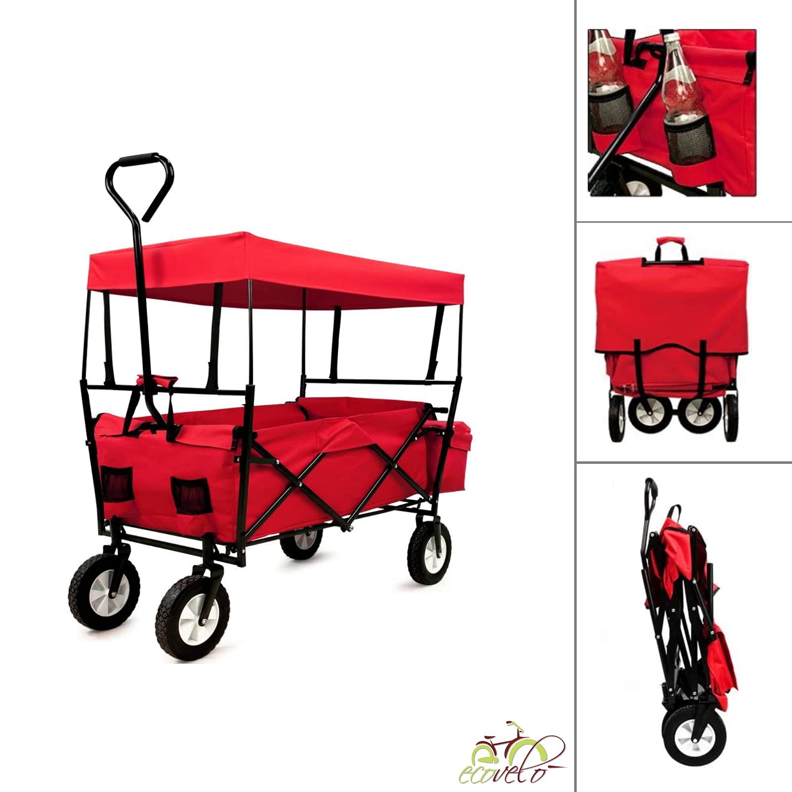 CARRELLO PIEGHEVOLE DA GIARDINO VAGONI CARRELLO DA TRASPORTO CON 4 RUOTE RIMORCHIO A MANO CARICO MASSIMO 80KG