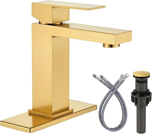 Grifo de Baño de Oro Cepillado ARCORA Grifos de Baño Modernos para Lavabo 3 Agujeros 1 Agujero Grifo de Lavabo de Tocador con Placa de Cubierta