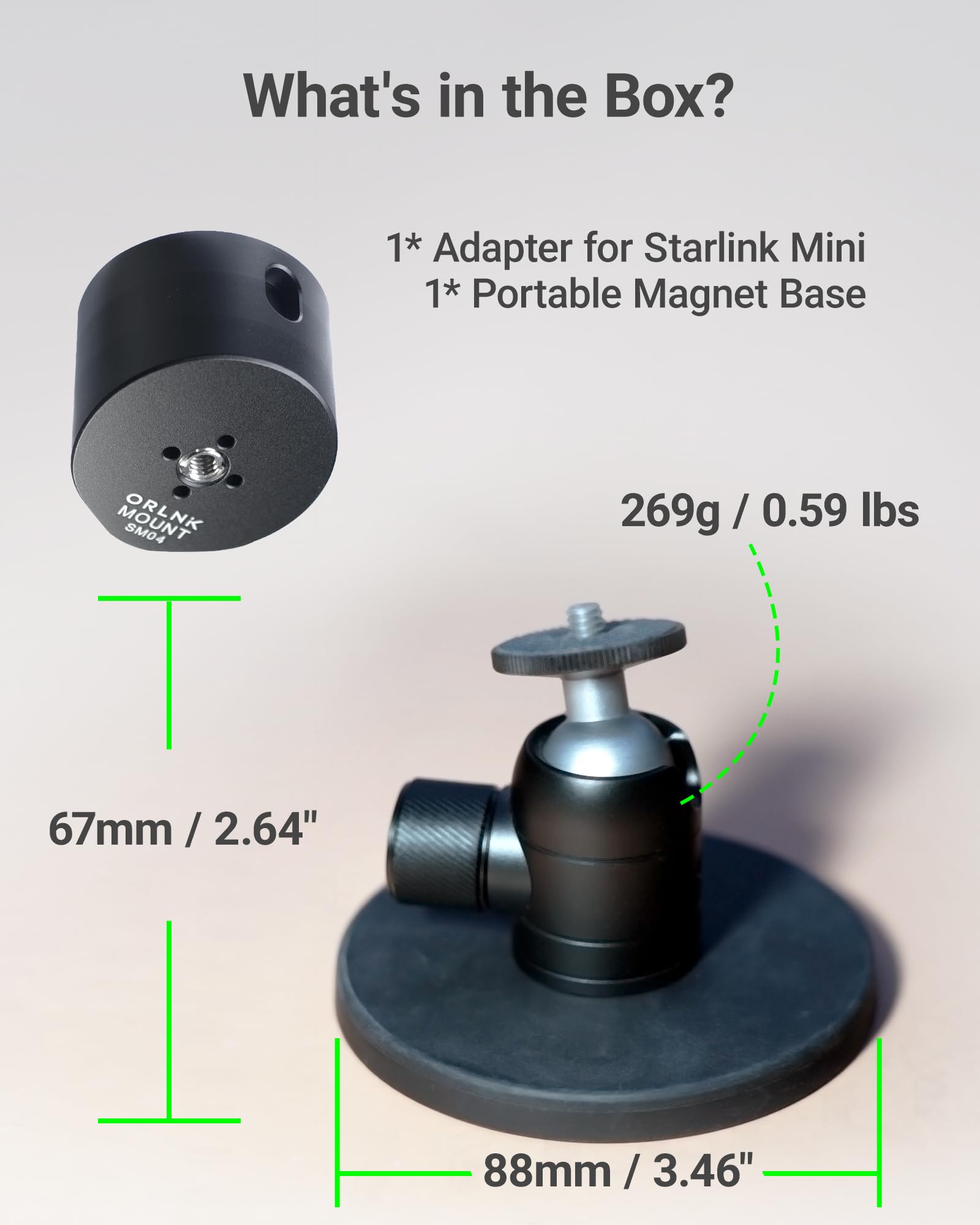 Starlink Mini Soporte Magnético Portátil con Ángulo Ajustable - Ideal para Camping/Aparcamiento Temporal en Coche, RV, Camper | ORLNK M 1