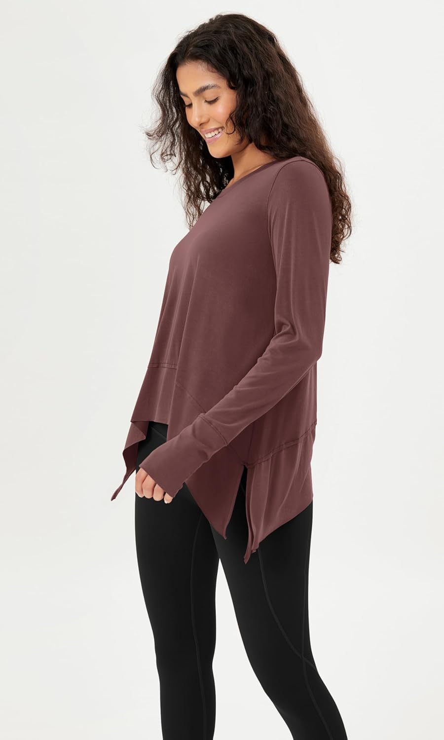 ODODOS Women's Modal Soft Long Sleeve Tee with Thumb Hole Athletic Gym Workout Tops Yoga Shirts - Image 2