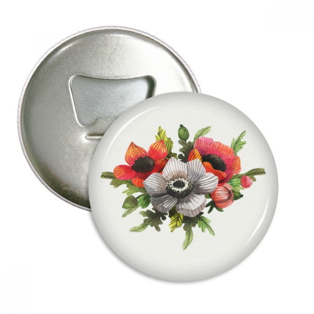 Cadeau argenté original : lot de 3 ouvre-bouteilles aimantés ronds peinture pavot