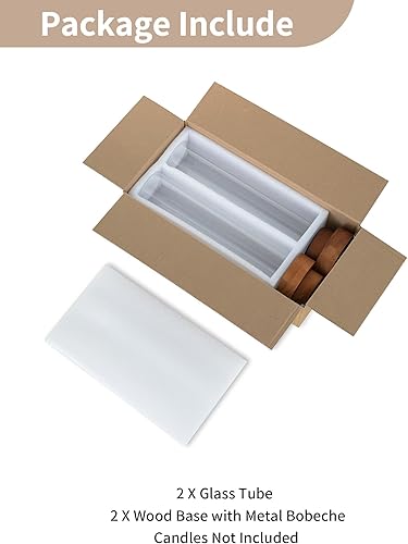 Miniatura 8 de NUPTIO - Portavelas cónicos sin goteo con recogedores de cera: juego de 2 candelabros de vidrio huracán con portavelas metálicos para un