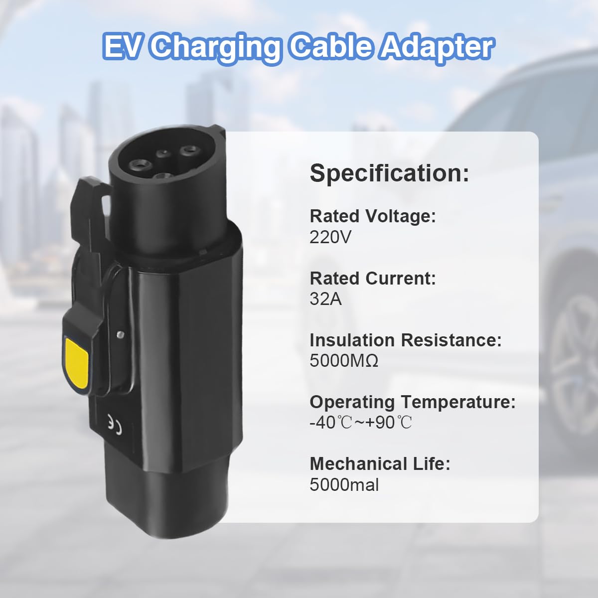 Adattatore EV da Tipo 2 a Tipo 1, Cavo di Ricarica per Veicoli Elettrici Con Clip, 32 A IEC 62196 Maschio a SAE J1772 Femmina Convertitore per Auto