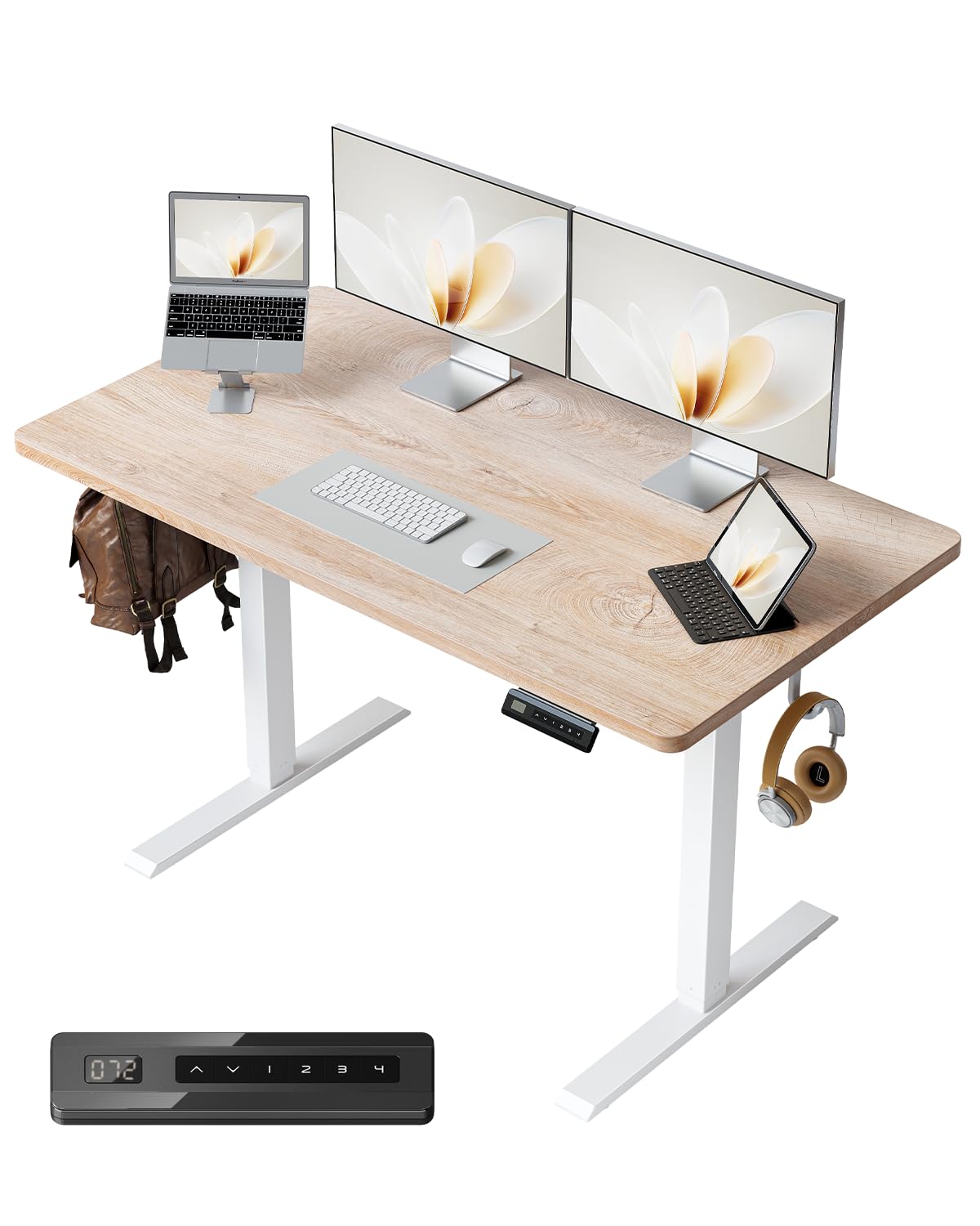 FEZIBO One-Piece Standing Desk Adjustable Height Stand up Home Office Desk 48x24 Inch Electric Standing Computer Desk with