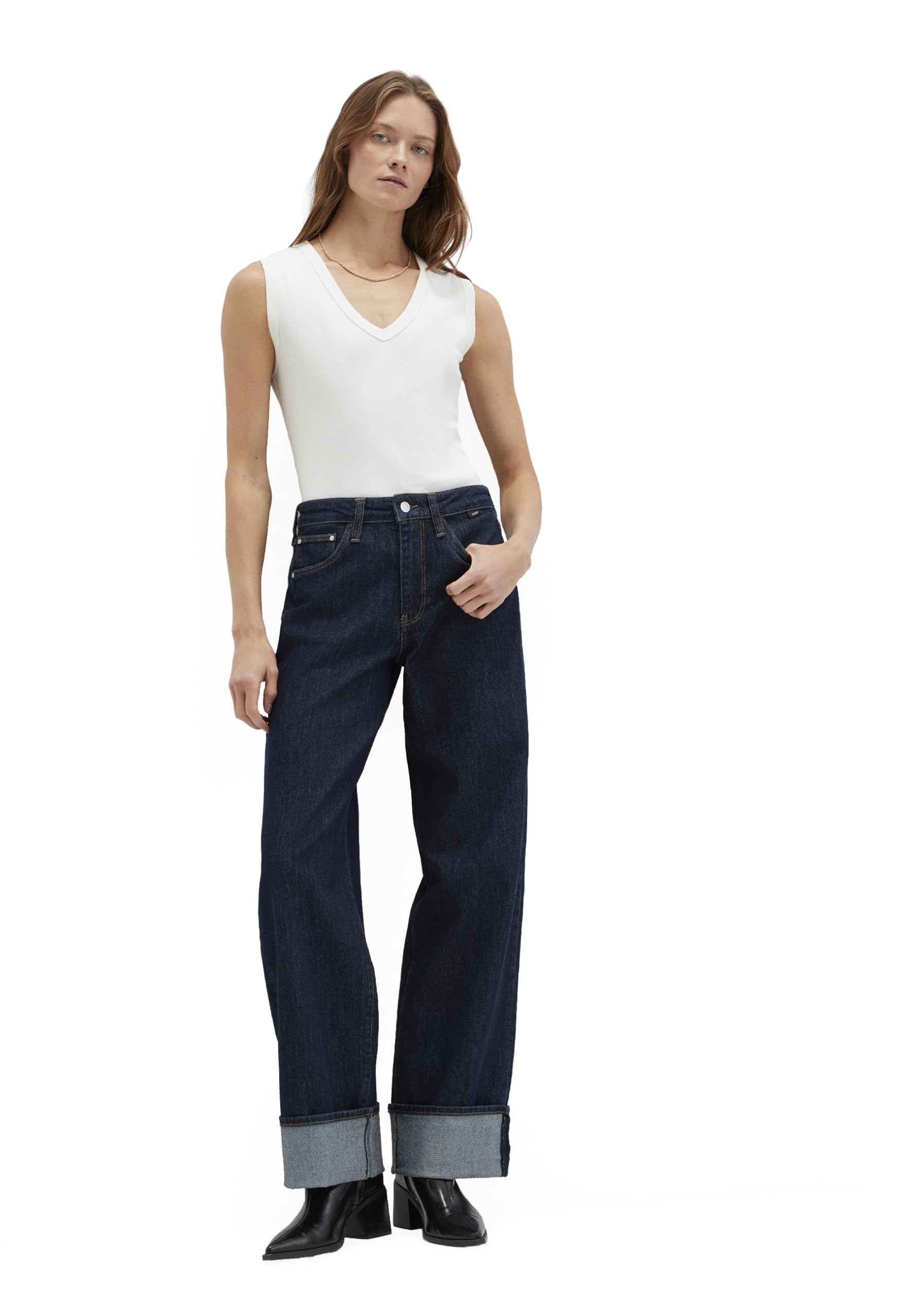 Mavi Damen Denim Pants Sandra Cuffed Wide Leg